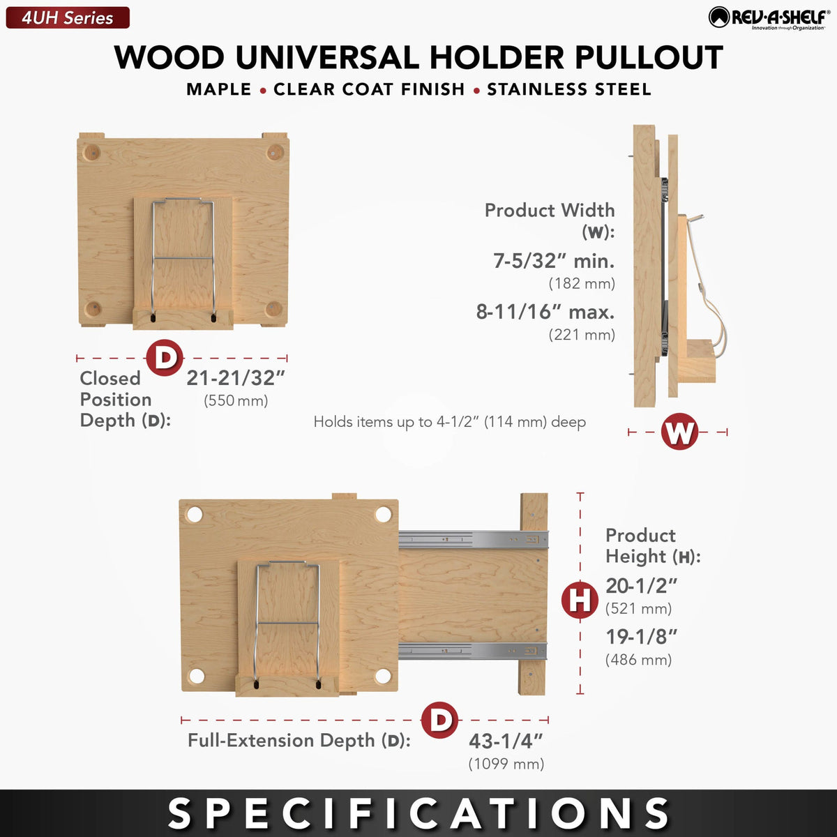 Rev-A-Shelf Wood Universal Holder Pullout