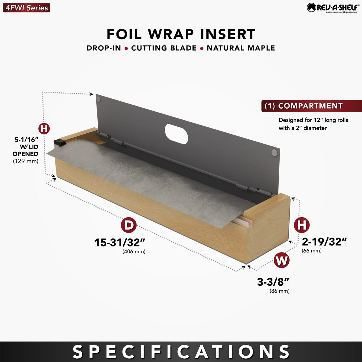 Rev-A-Shelf Wood Utensil Tray Insert, gray