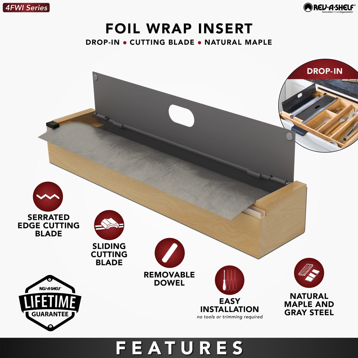 Rev-A-Shelf Wood Utensil Tray Insert, gray