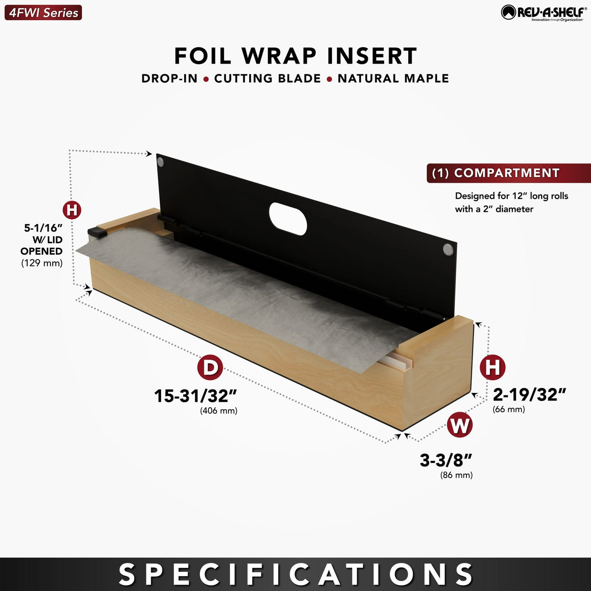 Rev-A-Shelf Wood Utensil Tray Insert, black