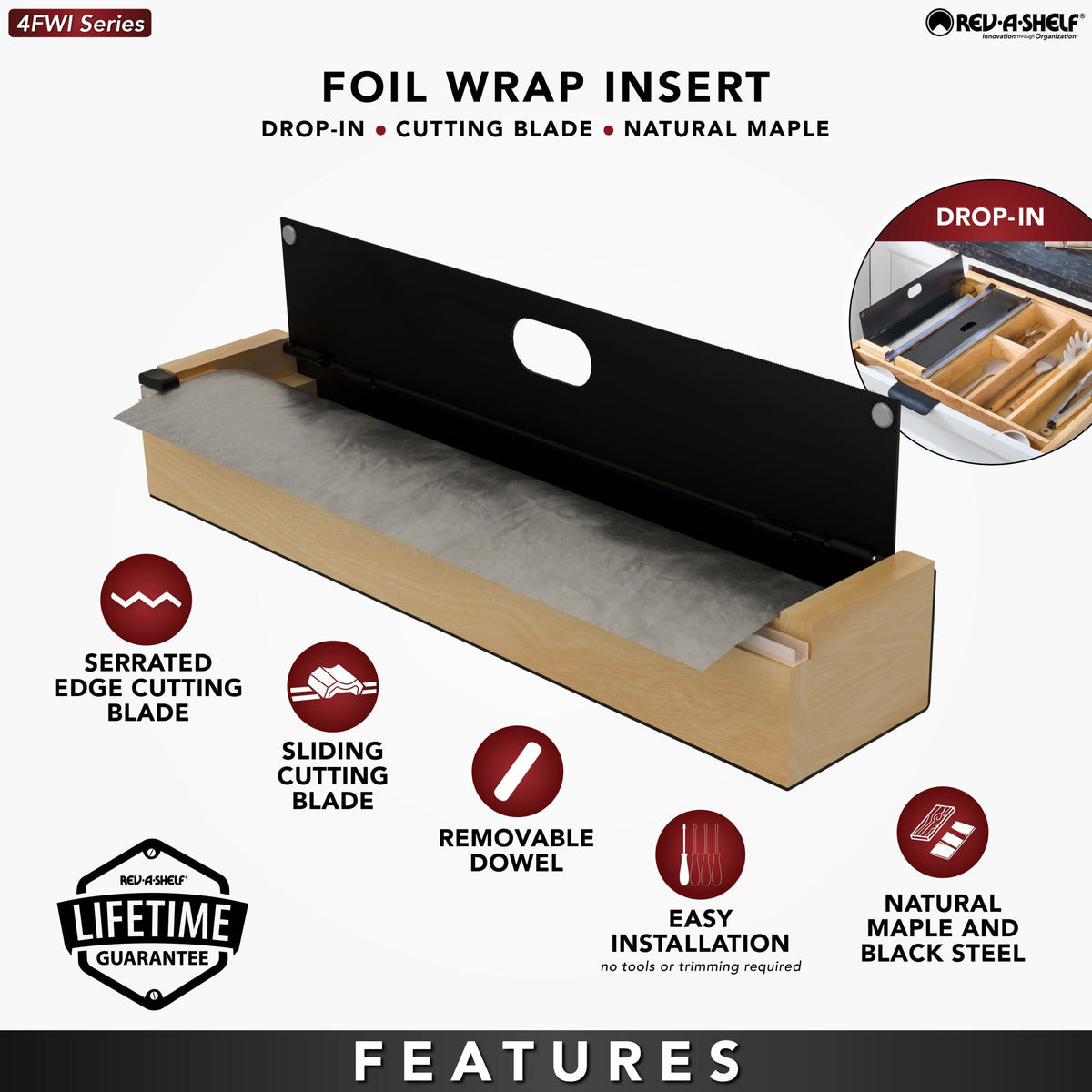 Rev-A-Shelf Wood Utensil Tray Insert, black