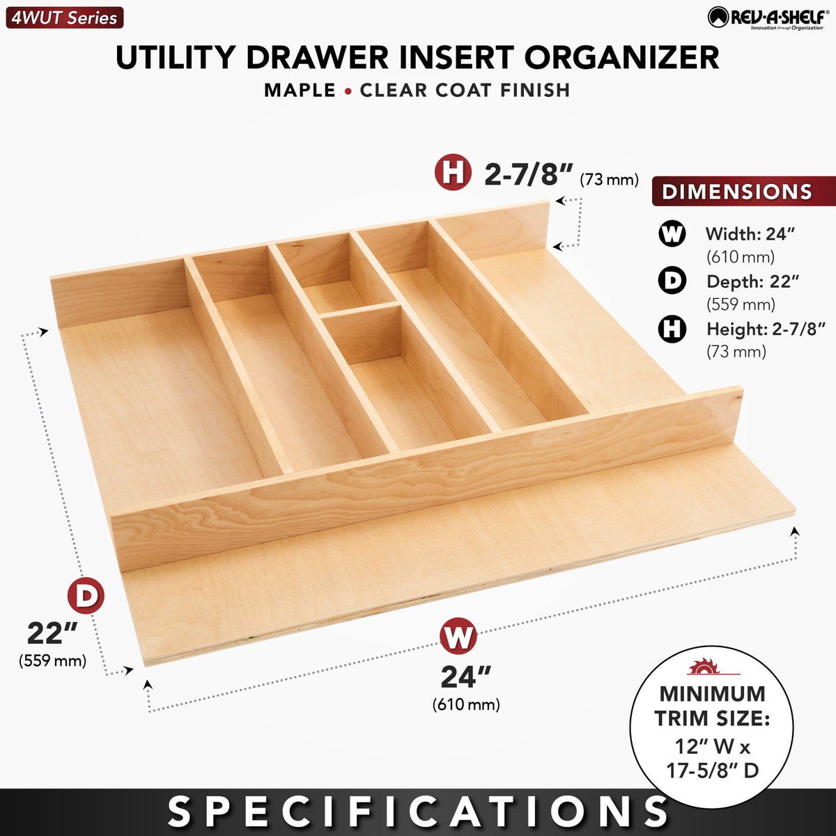 Rev-A-Shelf Wood Utensil Tray Insert, natural maple
