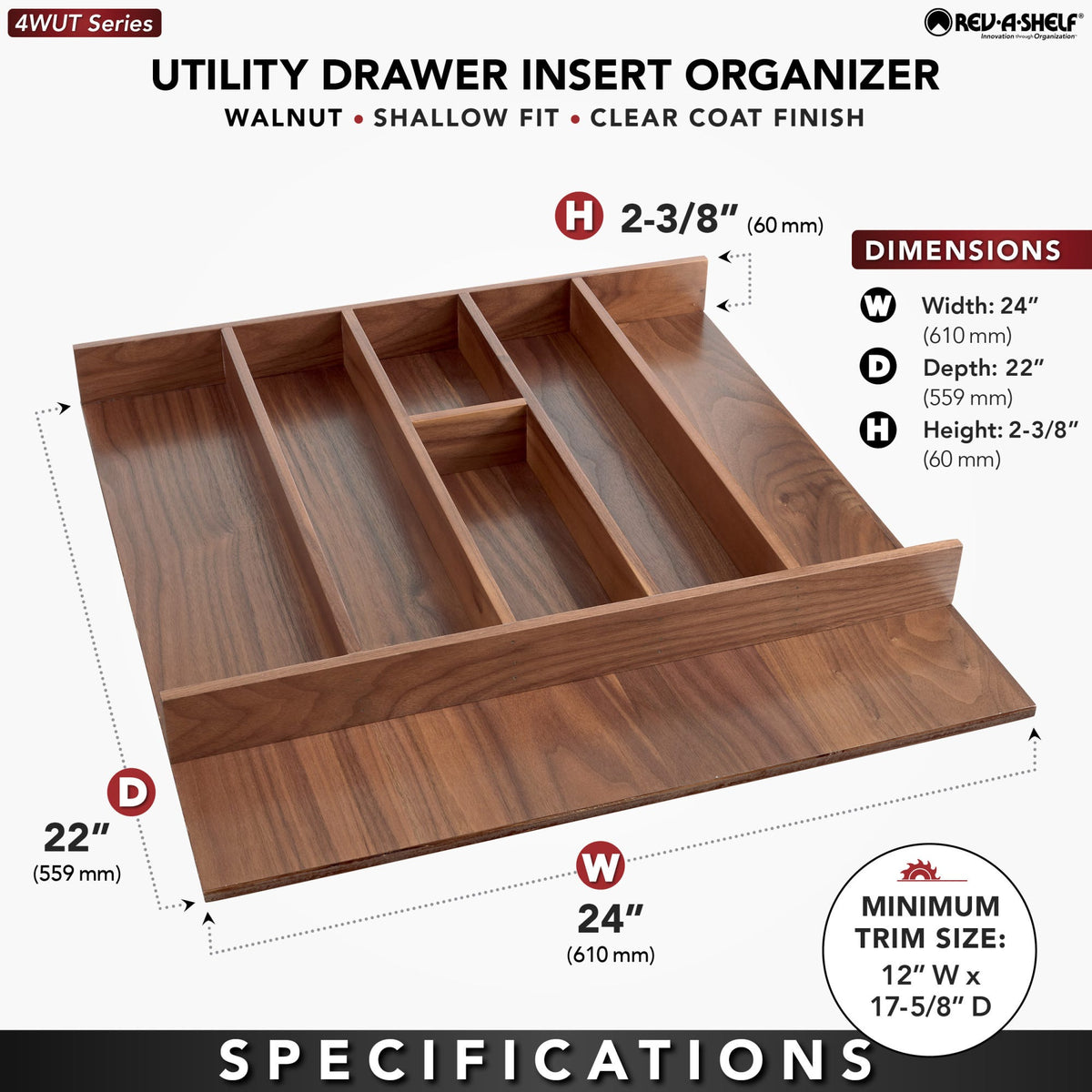 Rev-A-Shelf Wood Utensil Tray Insert, walnut