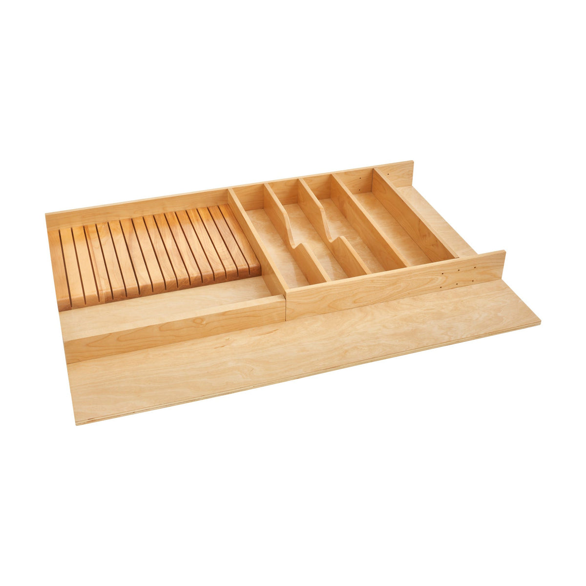 Rev-A-Shelf Wood Utensil Tray Insert with Shallow Knife Block, Natural Maple, 33-1/8"