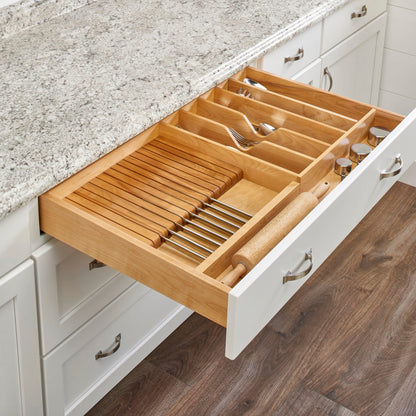 Rev-A-Shelf Wood Utensil Tray Insert with Shallow Knife Block