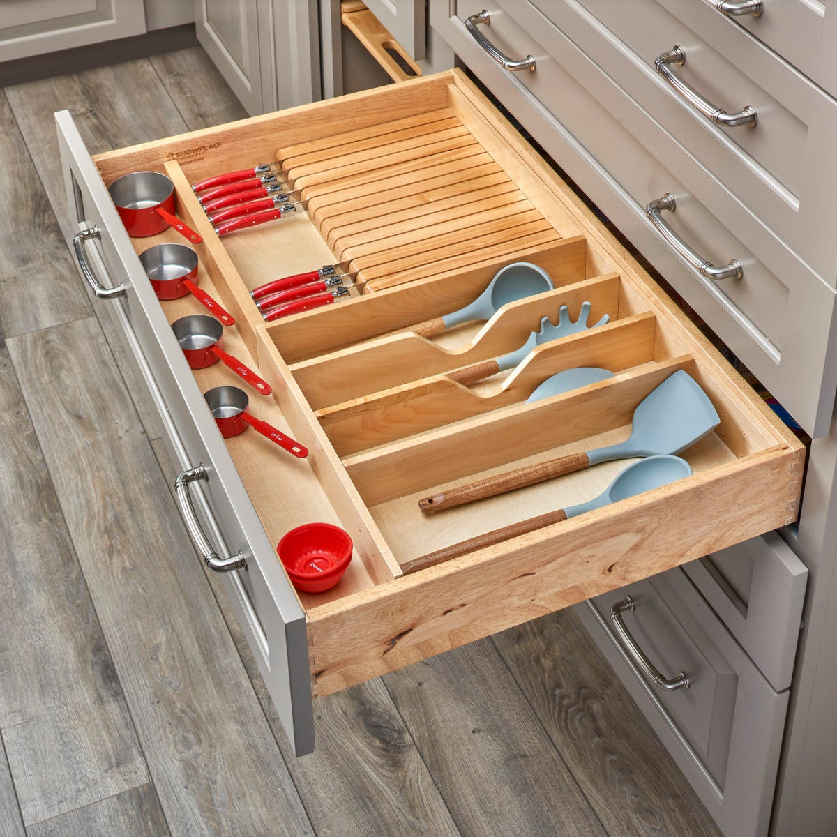 Rev-A-Shelf Wood Utensil Tray Insert with Shallow Knife Block