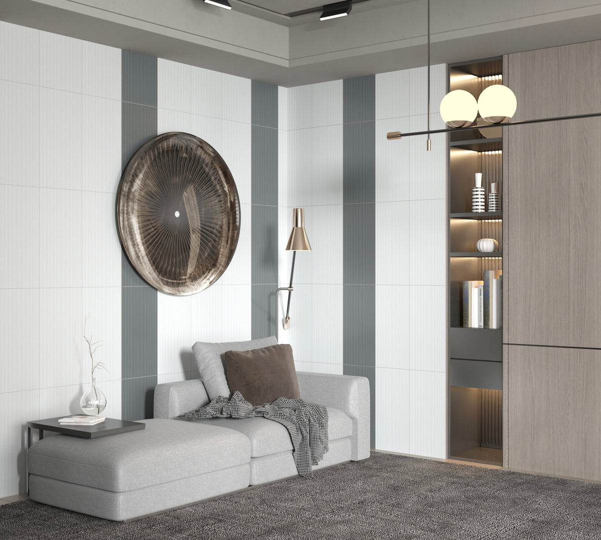 Ornate White Line Color Body Porcelain Tile
