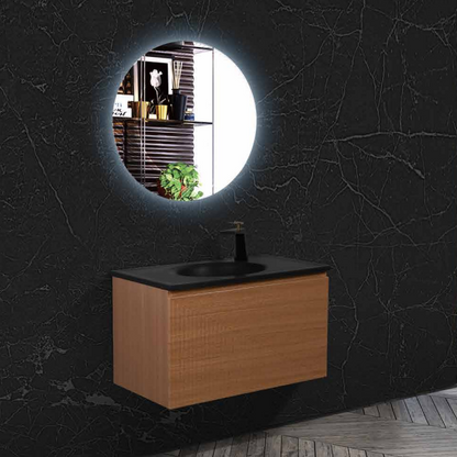 Simon 36" Wall Mounted Bathroom Vanity with Solid Surface Integrated Sink Top