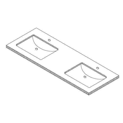 Calacatta Rocky 61 inch quartz vanity top with double undermount sinks