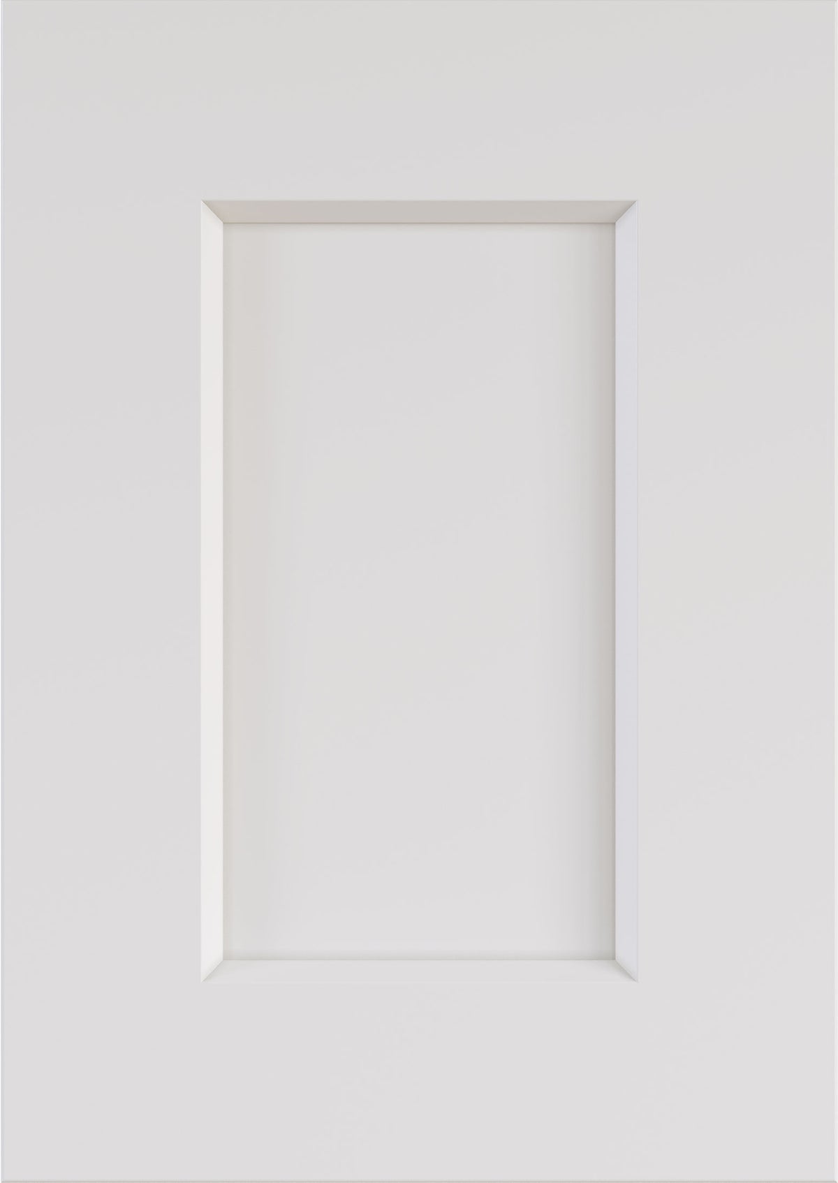 White Frameless Shaker kitchen cabinet door sample in solid birch, European frameless full overlay, SF Collection