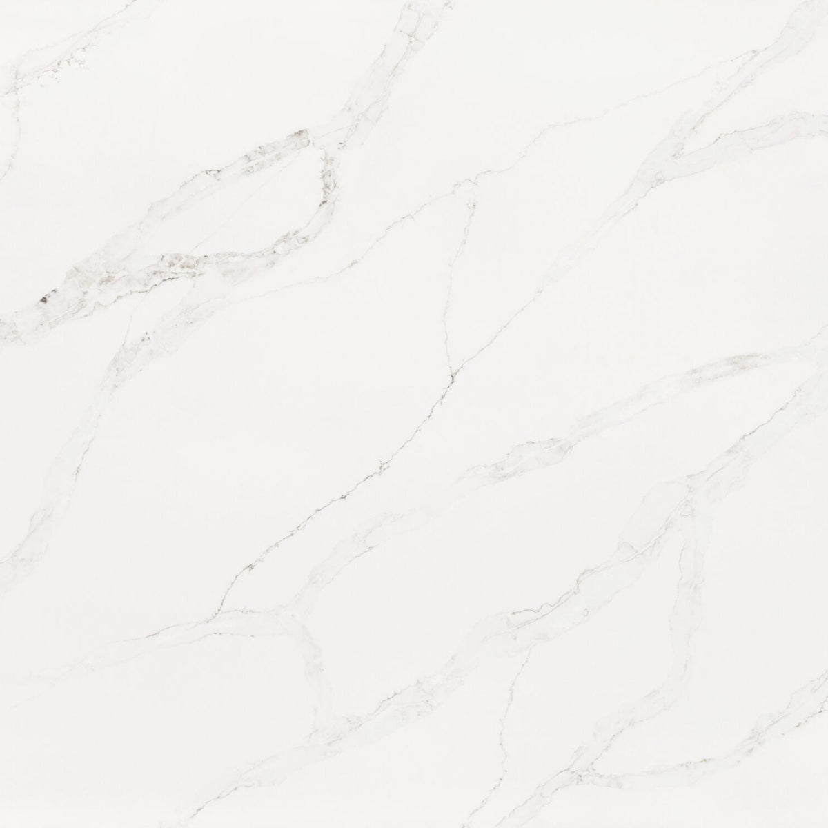 Calacatta Altissimo silica free quartz slab by Stratus Surfaces, square close up of the stone pattern
