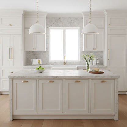 Delicato Salerno Matte silica free quartz countertop by Stratus Surfaces in a finished room