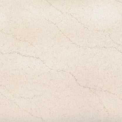 Nova Taj silica free quartz slab by Stratus Surfaces, warm beige, polished finish, close up