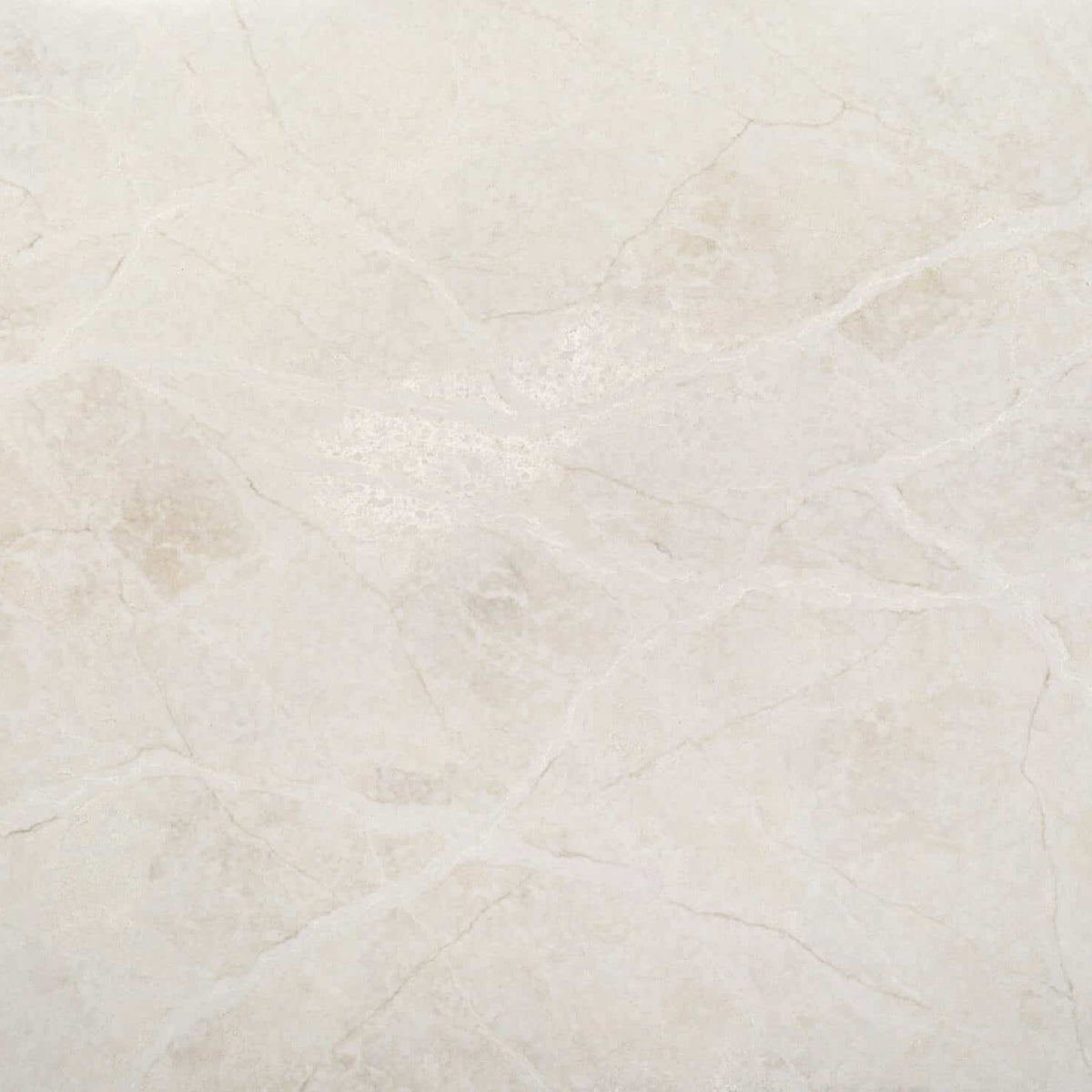 Taj Celine Matte silica free quartz slab sample by Stratus Surfaces, warm beige, matte finish, close up