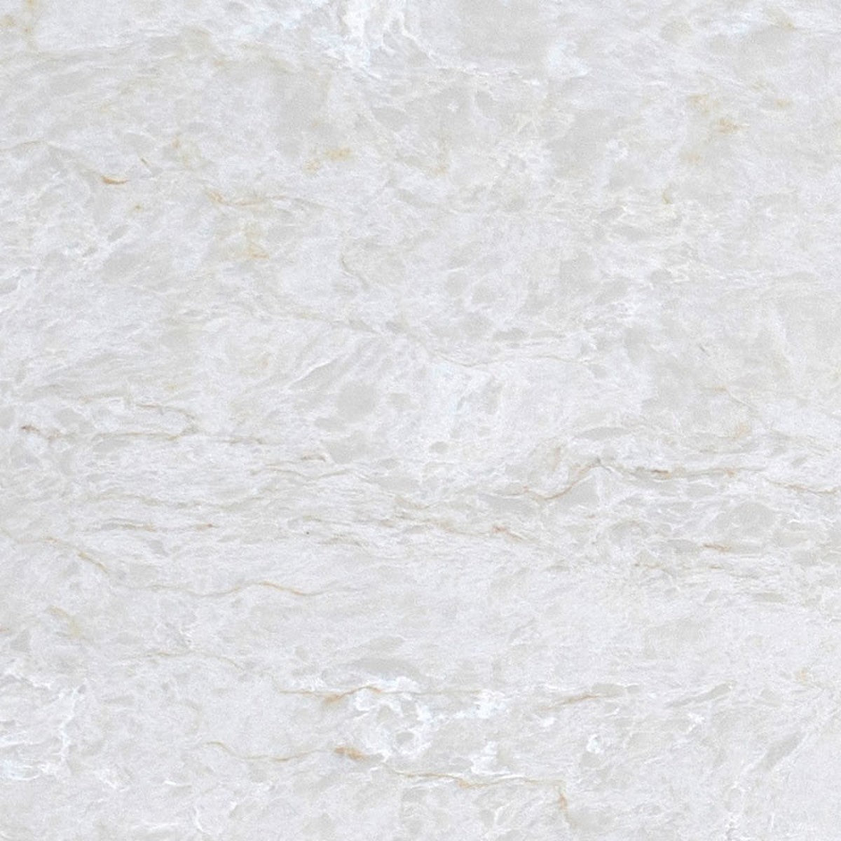 Taj LeClair silica free quartz slab sample by Stratus Surfaces, warm white with soft gold and taupe veining, polished finish, close up