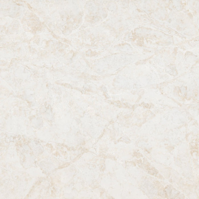 Taj Matera Matte silica free quartz slab sample by Stratus Surfaces, warm beige, matte finish, close up