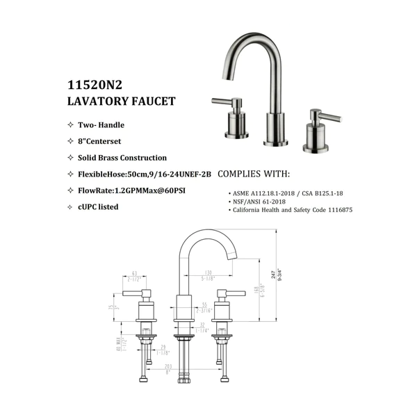 Antonia 8" Widespread Bathroom Lavatory Faucet