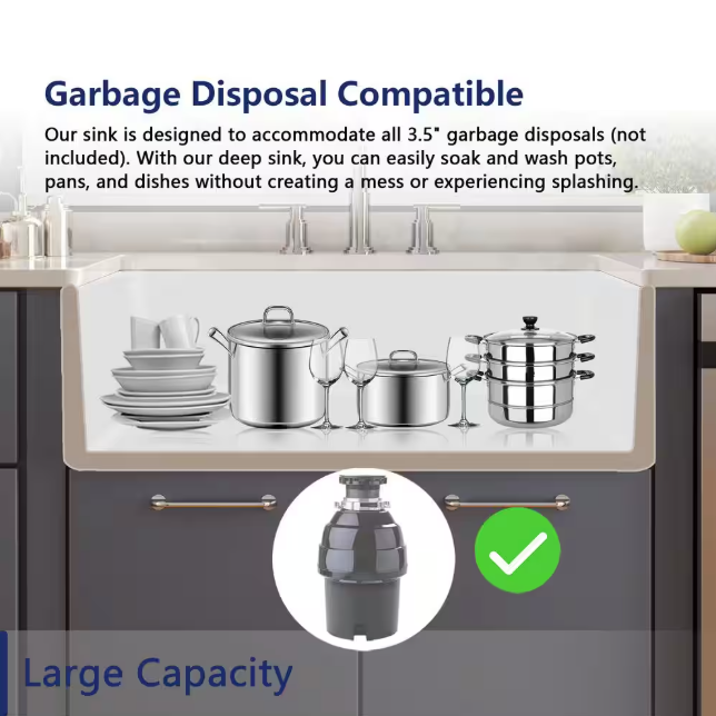 Becker 33" Fireclay Apron / Farmhouse Kitchen Sink with Workstation