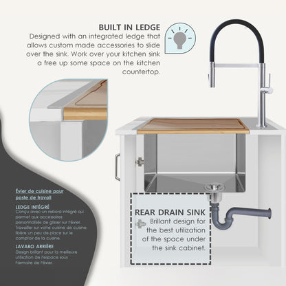 Mandy 33" Stainless Steel Top Mount Kitchen Sink with Workstation