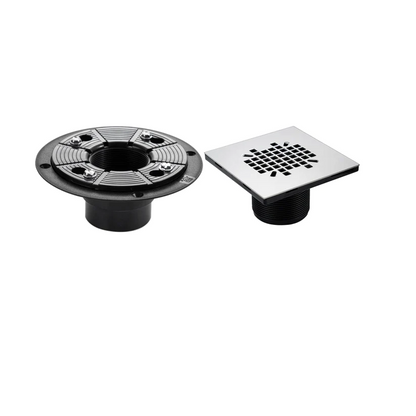 Shadrack square PVC shower floor drain with 304 stainless steel grate