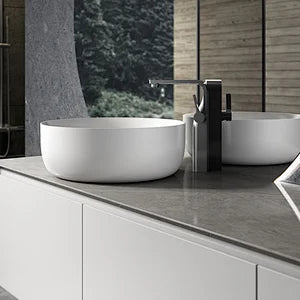 Bova 71" Wall Mounted Bathroom Vanity with Solid Surface Top and Vessel Sink