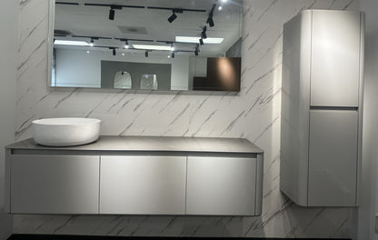 Bova 71" Wall Mounted Bathroom Vanity with Solid Surface Top and Vessel Sink
