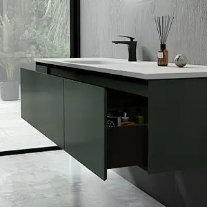 Diana 65" Wall Mounted Bathroom Vanity with Solid Surface Integrated Sink Top