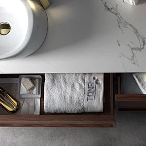 Forest 65" Wall Mounted Bathroom Vanity with Porcelain Slab Top and Ceramic Vessel Sink