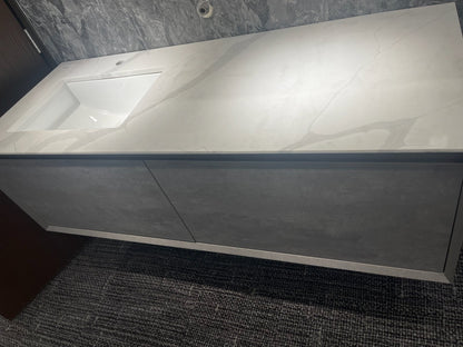 Freda 60" Wall Mounted Bathroom Vanity with Ceramic Integrated Sink Top