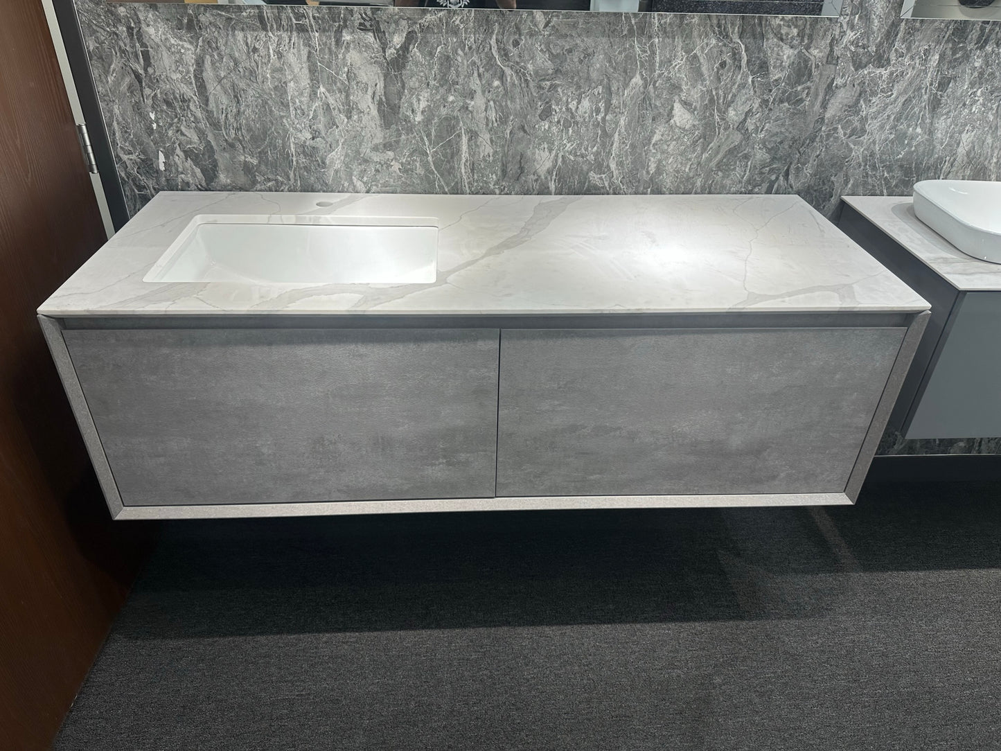Freda 60" Wall Mounted Bathroom Vanity with Ceramic Integrated Sink Top