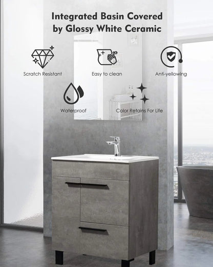 Gill 24" Freestanding Bathroom Vanity with Ceramic Integrated Sink Top