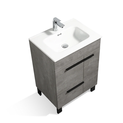 Gill 24" Freestanding Bathroom Vanity with Ceramic Integrated Sink Top