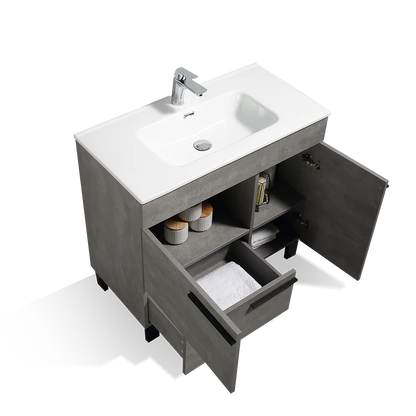 Gill 28" Freestanding Bathroom Vanity with Ceramic Integrated Sink Top