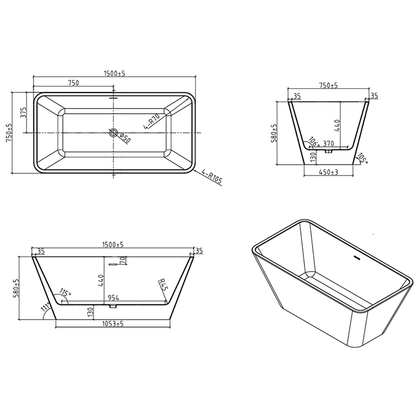 Harmony 60" Freestanding Bathtub