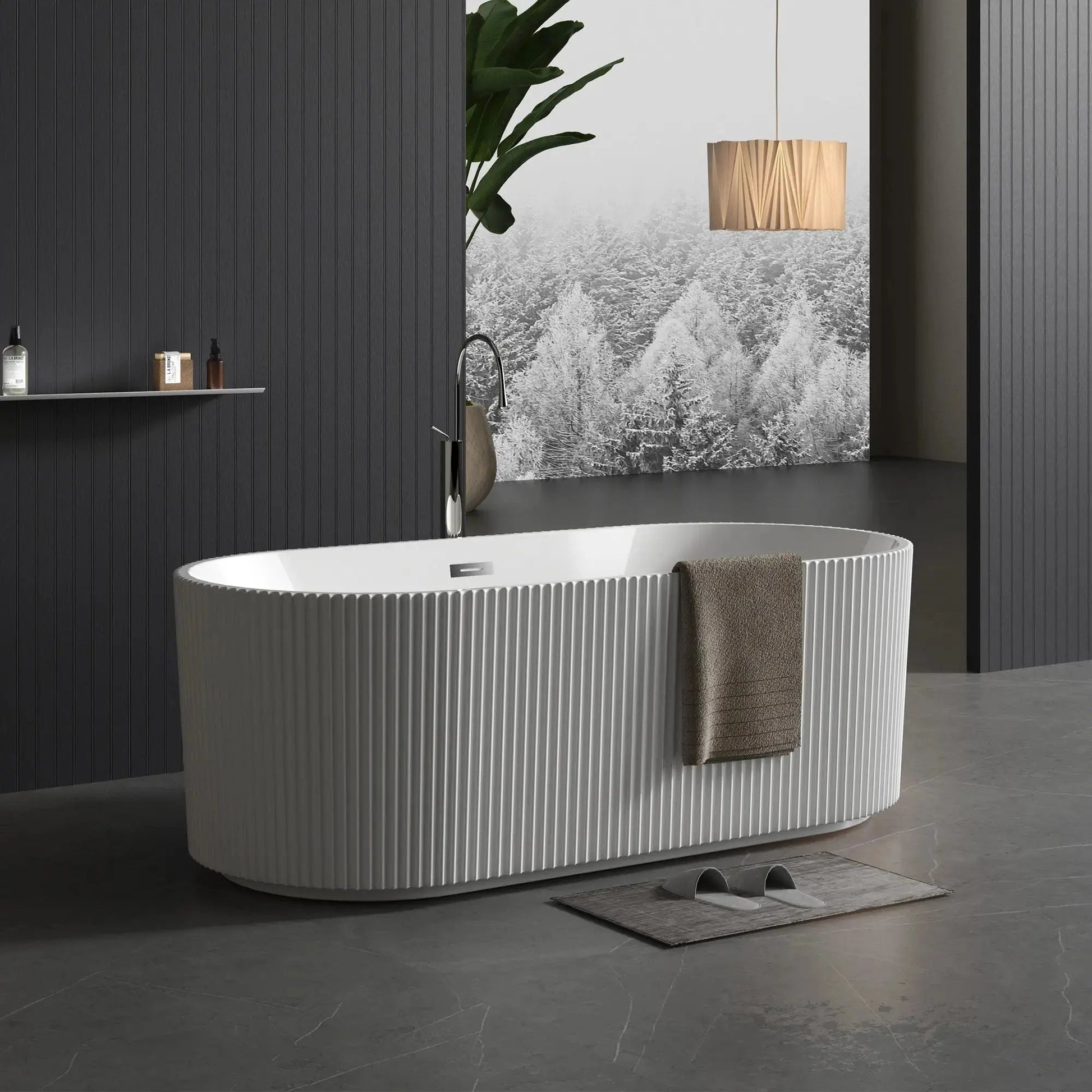 Additional view 1 of Harp 67 inch freestanding acrylic ribbed bathtub