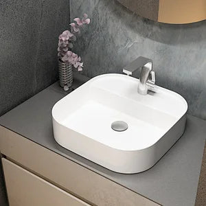 Lamina 36" Wall Mounted Bathroom Vanity with Porcelain Slab Top and Ceramic Vessel Sink