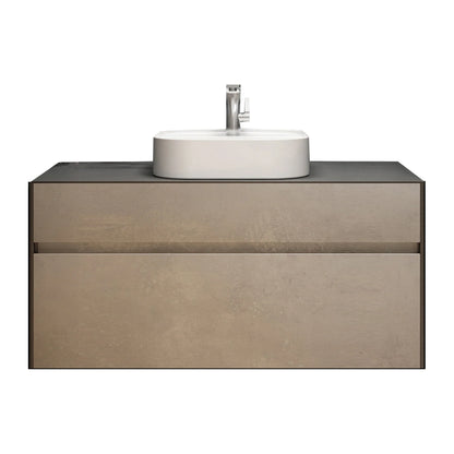 Lamina 48" Wall Mounted Bathroom Vanity with Porcelain Slab Top and Ceramic Vessel Sink
