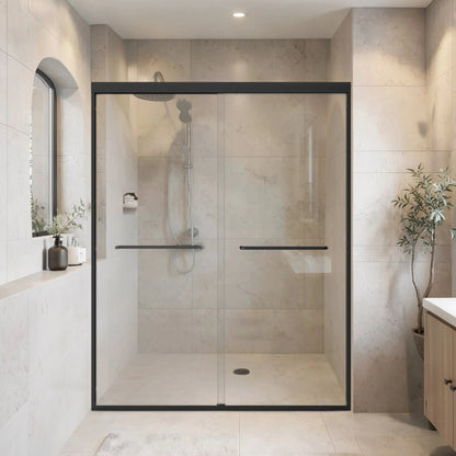 Preston 72 inch aluminum alloy frame semi-frameless single sliding shower door