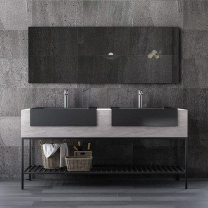 Vik 70" Freestanding Bathroom Vanity with Porcelain Slab Top and Solid Surface Sinks