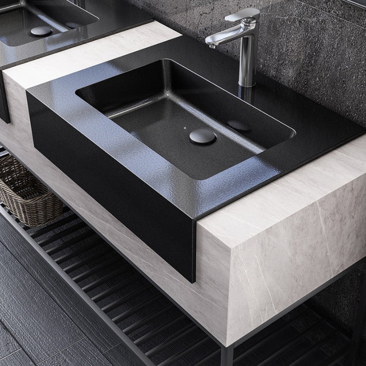 Vik 70" Freestanding Bathroom Vanity with Porcelain Slab Top and Solid Surface Sinks