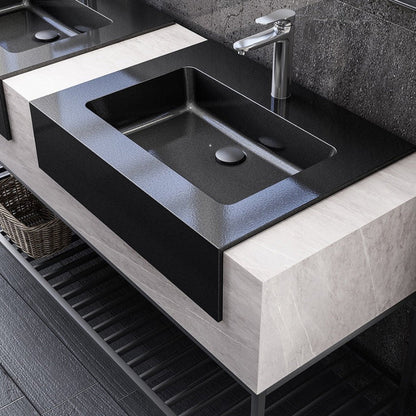 Vik 70" Freestanding Bathroom Vanity with Porcelain Slab Top and Solid Surface Sinks