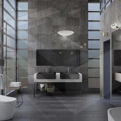 Vik 70" Freestanding Bathroom Vanity with Porcelain Slab Top and Solid Surface Sinks