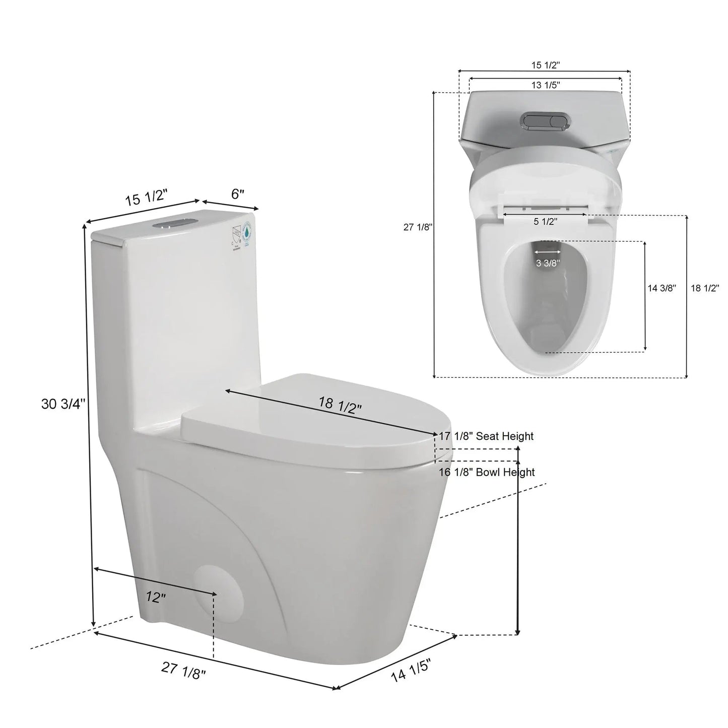 Additional view 2 of Winslow one-piece elongated dual-flush toilet