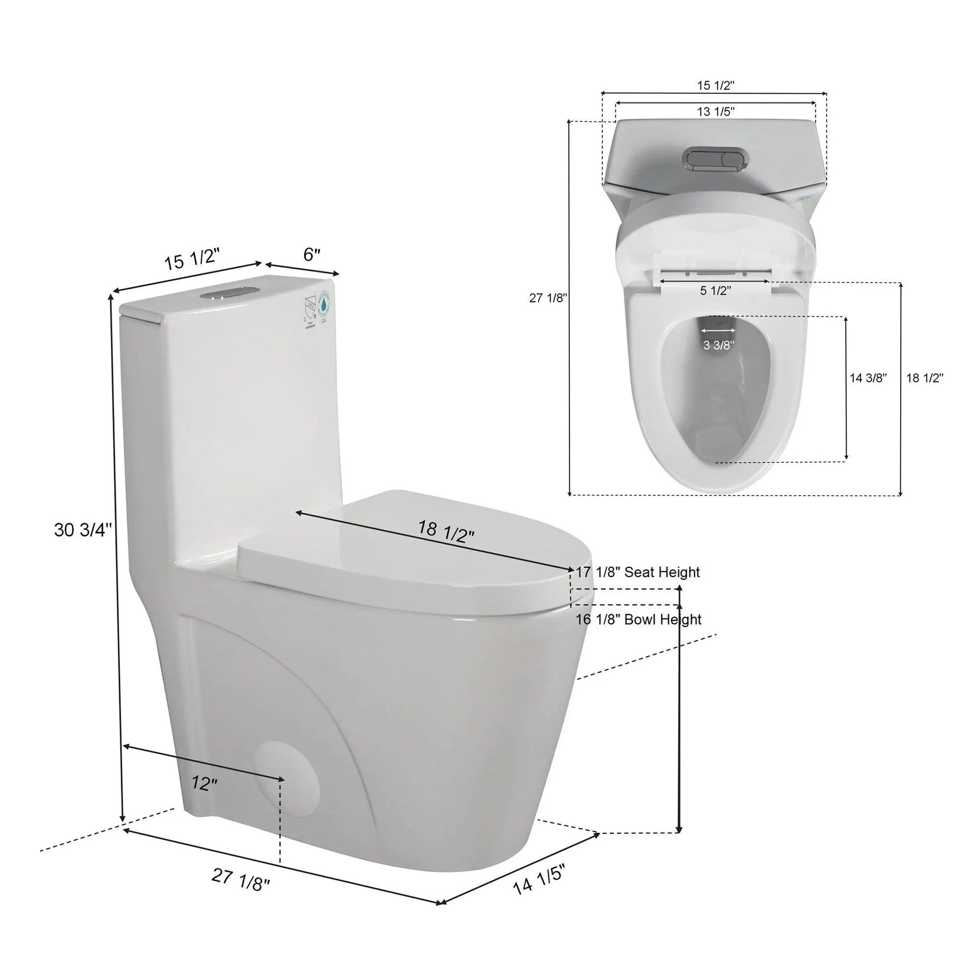 Additional view 2 of Winslow one-piece elongated dual-flush toilet