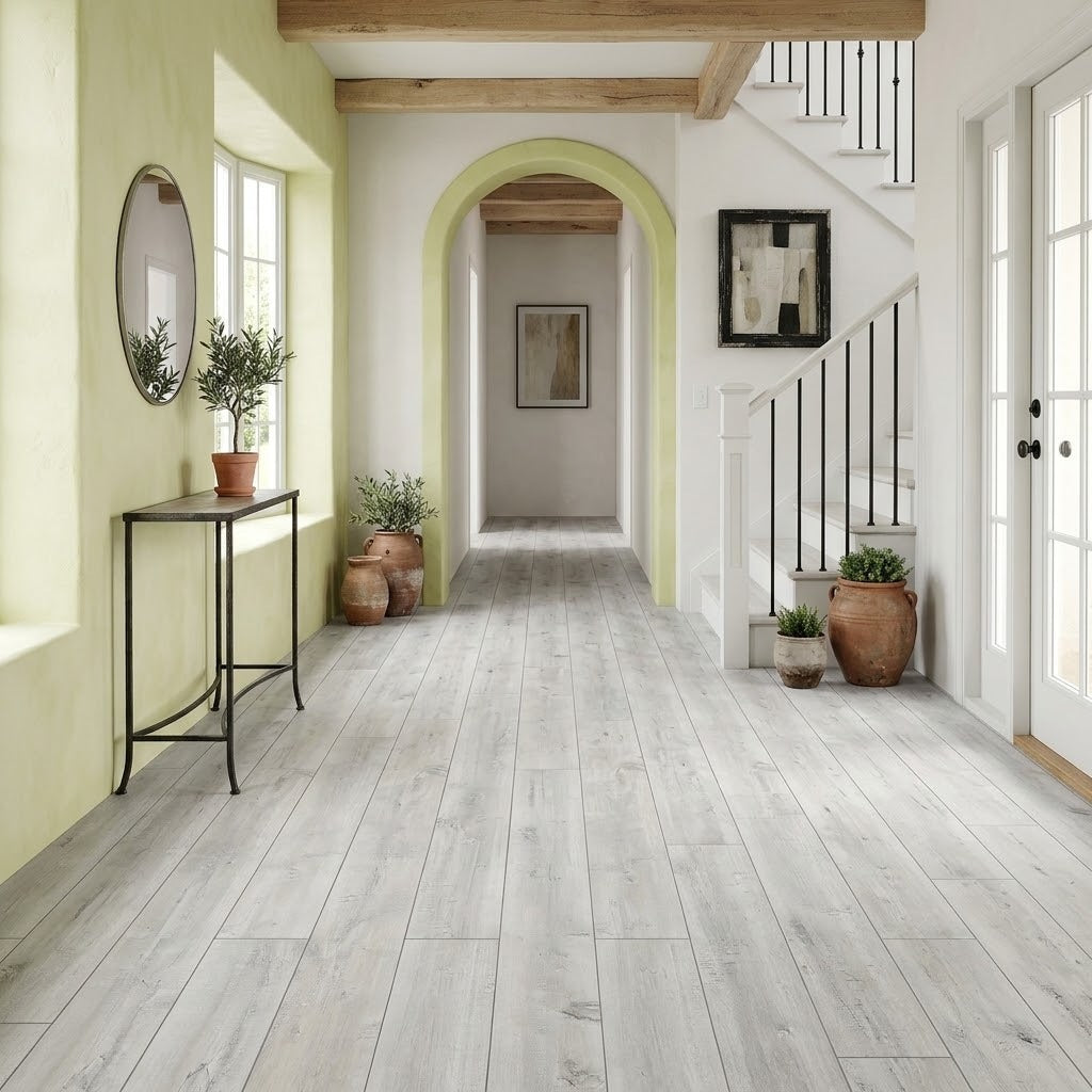 Amber Adams Water Resistant Laminate Flooring installed in an entryway