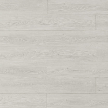 Clam water resistant laminate flooring, AC4 commercial grade, EIR texture, bevel edges, attached 2 mm EVA pad