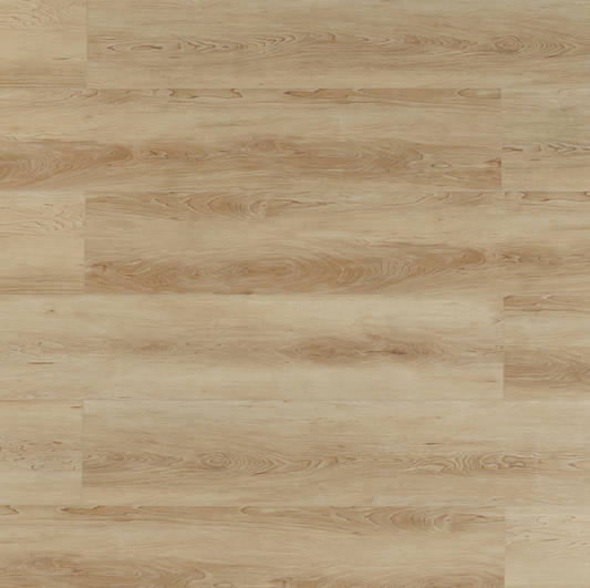 Golden Hour waterproof SPC vinyl plank flooring, warm matte wood look, EIR texture, beveled 60 inch planks