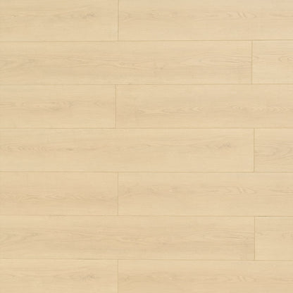 Linen water resistant laminate flooring, attached 2 mm EVA pad, AC4 commercial grade, matte wood look