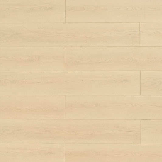 Linen water resistant laminate flooring, attached 2 mm EVA pad, AC4 commercial grade, matte wood look