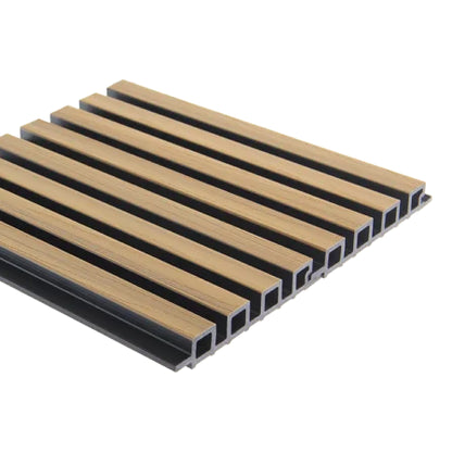 Two-Tone Small Slatted WPC Exterior Decorative Wall Panel, wood plastic composite decorative wall cladding, wood look finish